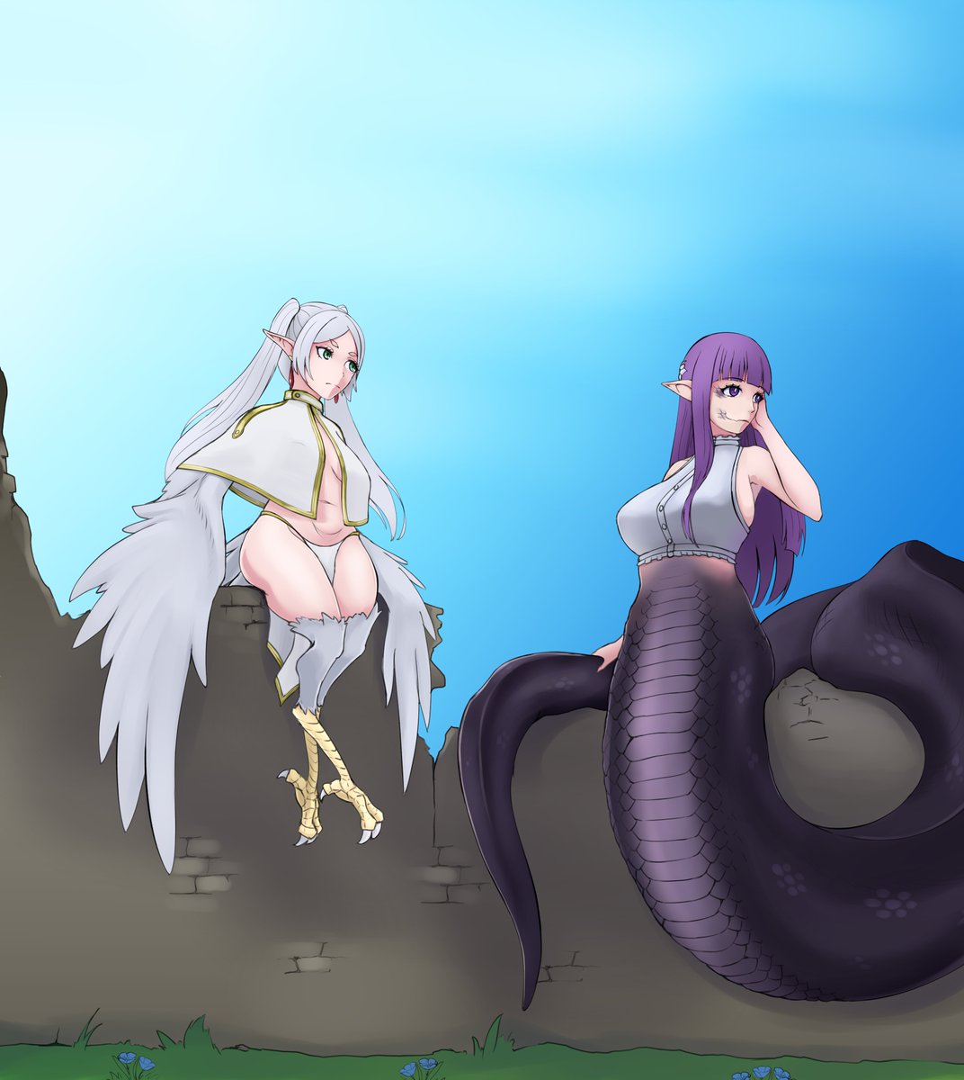 Frieren and Fern other versions on my patreon #魔物娘 #lamia