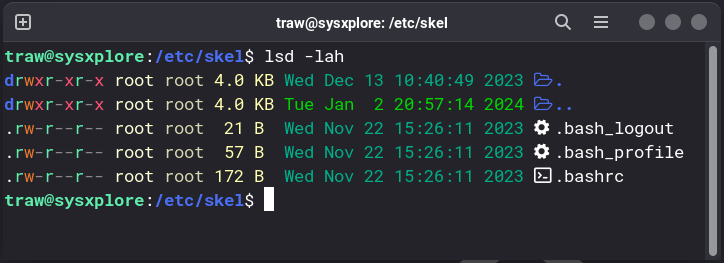 thatstraw's tweet photo. Quick Linux Byte 🍰  🐧

The /etc/skel (skel is derived from the "skeleton") directory contains standard startup files and directories for the bash shell environment.

The system automatically copies these default files into each user's HOME directory that you create.

You can also add your files to the /etc/skel directory that you want to be automatically copied whenever a new user is created. This could be your dotfiles and shell configuration files, among other things.

$ sudo useradd -m demouser

Subscribe to my weekly catch-ups newsletter (4000+ subscribers) to learn something new every week:

https://t.co/ecBBVQSP9u