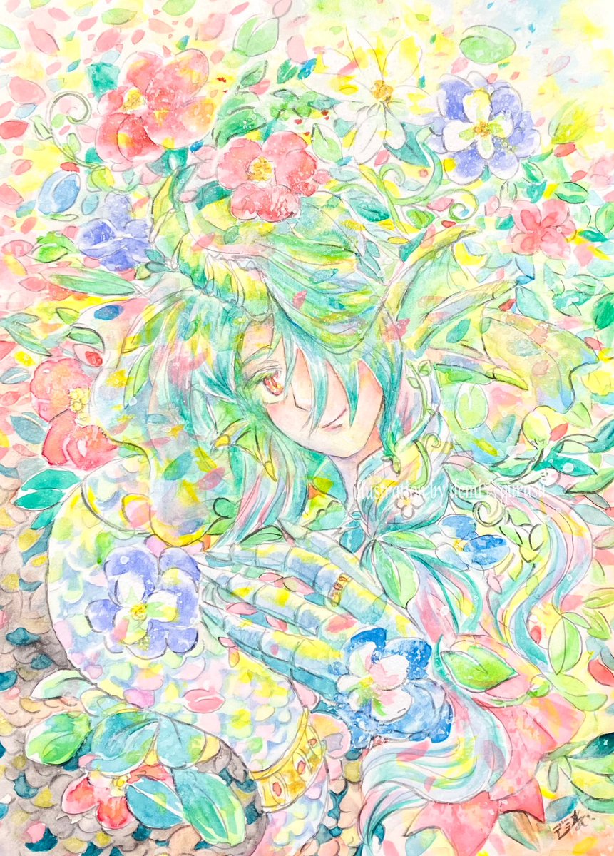 「『花咲く』#透明水彩 #illustration 」|デミ☆グラス@4.1-23.イースター展参加in鎌倉MONA🥚のイラスト