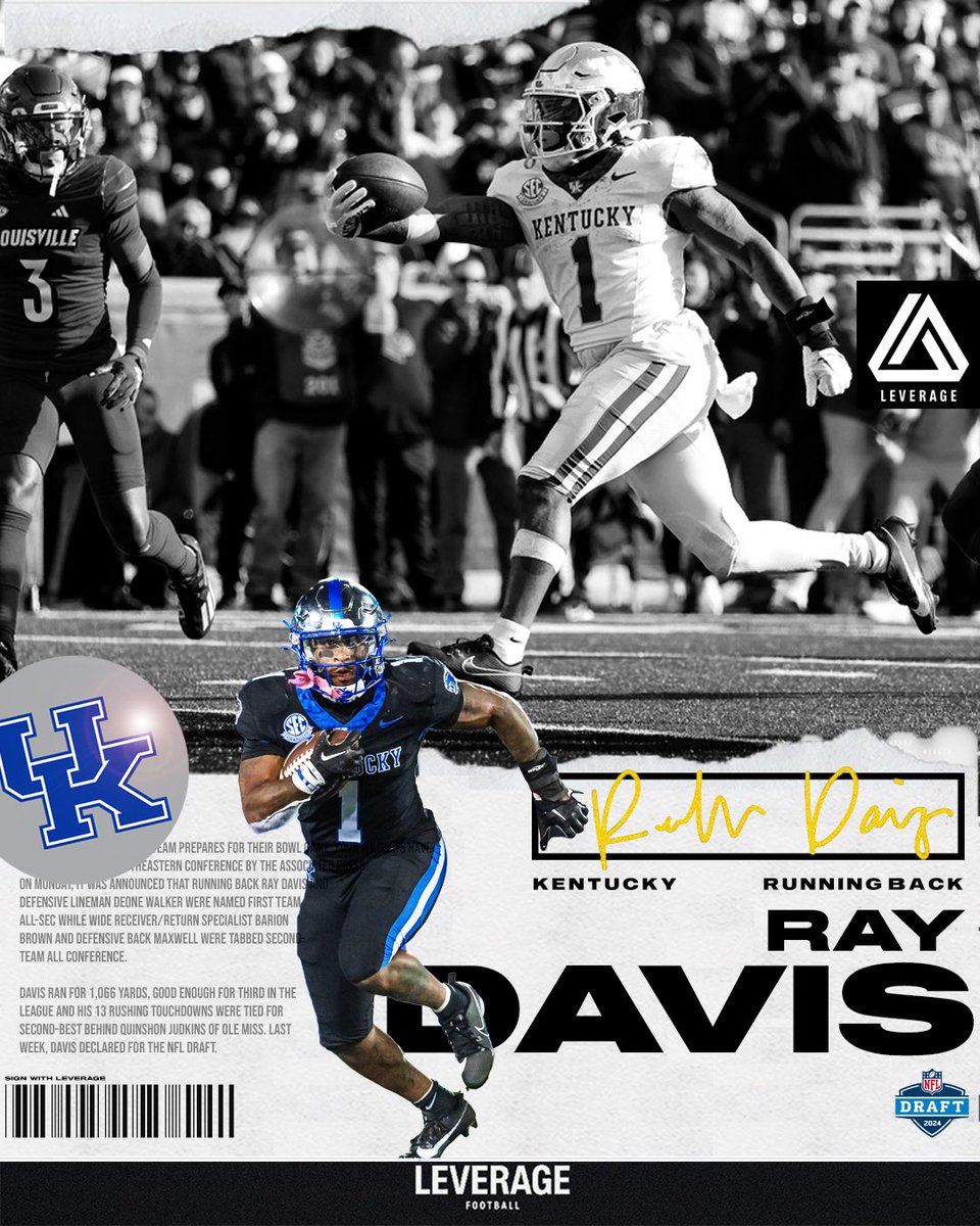 Let’s welcome one of the most dynamic and electrifying running backs in the 2024 NFL Draft. @lvrgfootball x @Ray_Davis07 ‼️