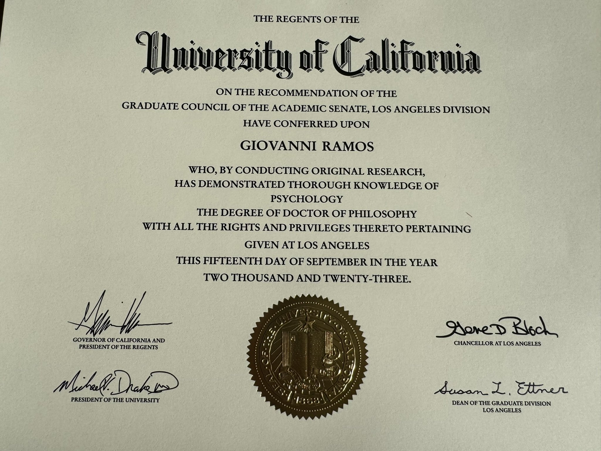 Cal Berkeley Graduation 2024 Certificate Tamar Fernande
