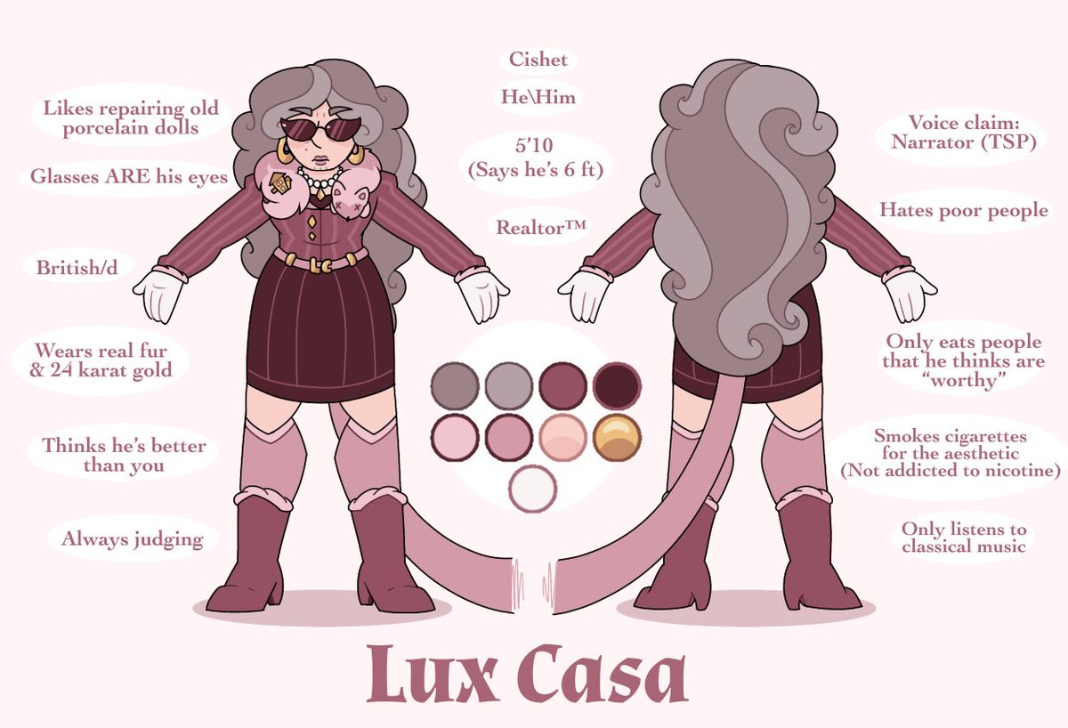 Lux Casa character sheet :3
#oc #originalcharacter #fancharacter #realtorsona #uncanneyvalleyoc #charactersheet