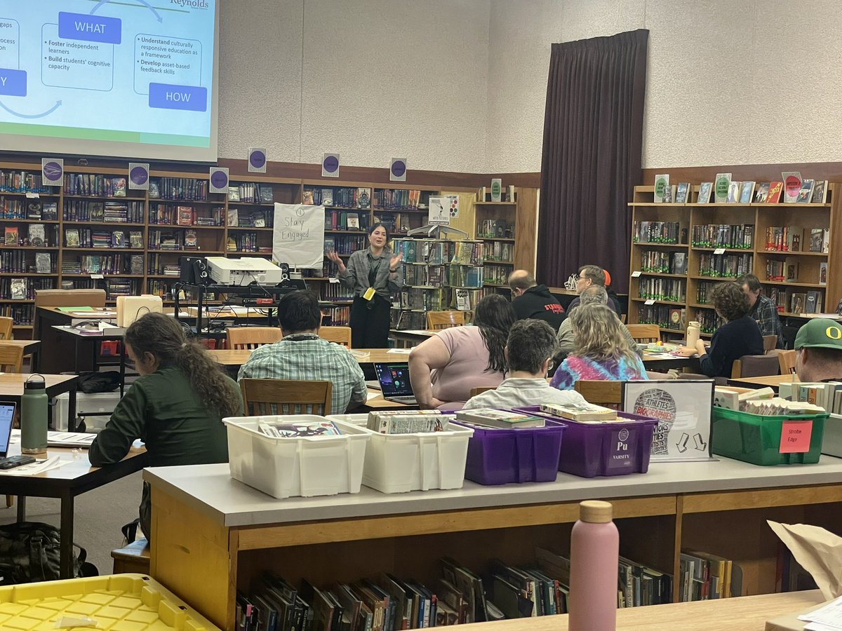 In the afternoon we now have 5 TOSAs, one at each middle school, high school, and alternative high school, doing a professional development on Sheltered Instruction. Carly at hbleehawks did an amazing job. #somosreynolds #englishlearning