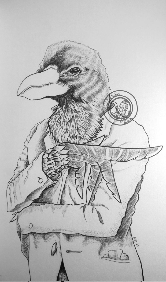 illiacgen's tweet photo. New Year! New post! Starting off the year with this bird person. Had fun making him~
.
.
.
#crowart #crow #lineart #linedrawing #linework #traditionalart #traditional #traditionaldrawing #pen #pendrawing #penmanship #penandink #characterart #characterdesign #art #artist #artwork https://t.co/j67VpB7v39