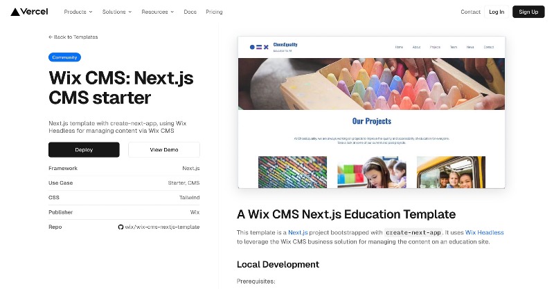 DevsOnWix's tweet photo. Use the @Wix business solutions — outside of the Wix platform.

Introducing the Next.js CMS starter template, powered by Wix Headless and @Vercel. Use this template to leverage Wix Headless CMS business solutions for managing the content on your site, and more:
