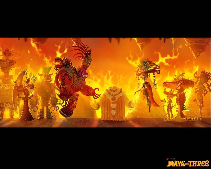 Lord Mictlan and Lady Micte wedding flashback for #MayaAndTheThree with cameo appearances from some familiar gods from The Book of Life. It took some convincing but eventually our friends at Disney allowed it. 