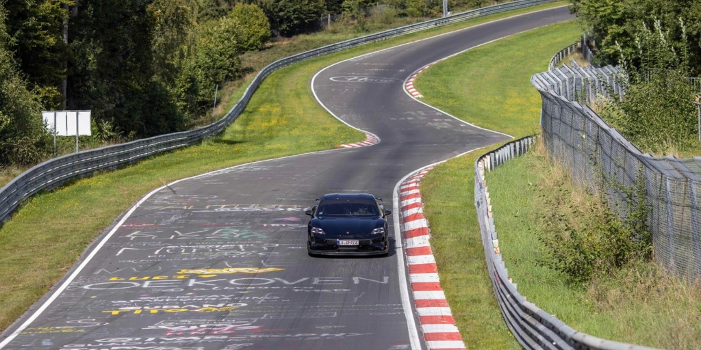 PorscheAus's tweet photo. Porsche development driver Lars Kern takes the pre-series Taycan to new heights with a record-breaking lap time of 7:07.55 minutes on the Nordschleife track. Making it the fasted electric car from Zuffenhausen, Germany. 

Learn more here: https://t.co/Q3gejINX8e https://t.co/v0e5MIdMY9