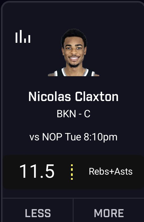 Dcmobbets's tweet photo. Analysts Alert! ๐๐จ
#POTDโ
Analysis (92.1%) Chance of hitting tonight! ๐
Nicolas Claxton (More) 11.5 Reb + Assist ๐ค๐จ
Follow + Turn on Post notifications ๐ for more high quality #DFS Picks ๐
#Prizepicksย #DFSAnalysis #SleeperPicks #Nbaparlay #Propbets #TopPick https://t.co/QHrWtBnzfU