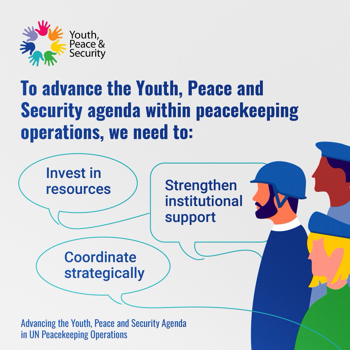 To build peaceful and just societies young people need increased investment, collaboration and commitment from all of society 🕊 Explore our findings on advancing the #Youth4Peace agenda in @UNPeacekeeping Operations 🌍 un.org/youthenvoy/wp-…