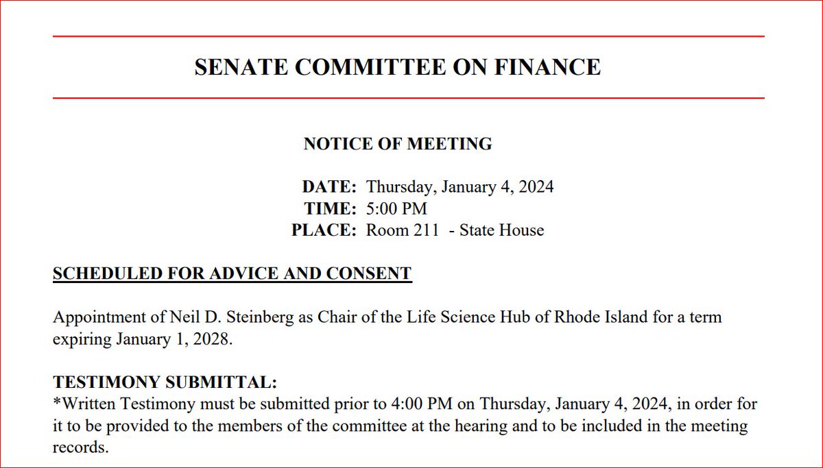 At 4:25 p.m., the first legislation committee hearing was posted: