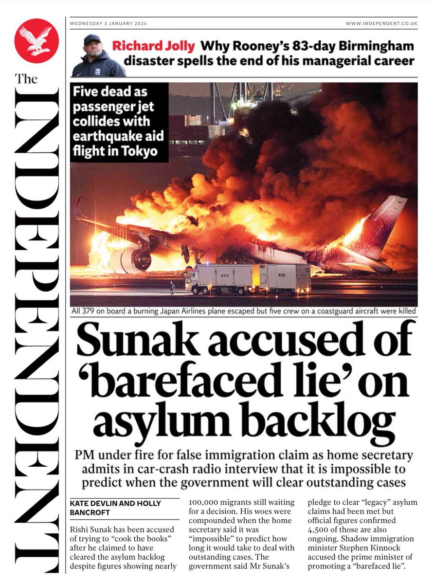 Please like this tweet if you believe that starting the year with a backlog of 97,000 asylum claims and ending it with a backlog of 99,000 asylum claims means that the backlog hasn’t been cleared.
Please RT if you believe that Sunak is a barefaced liar.   #tomorrowspaperstoday