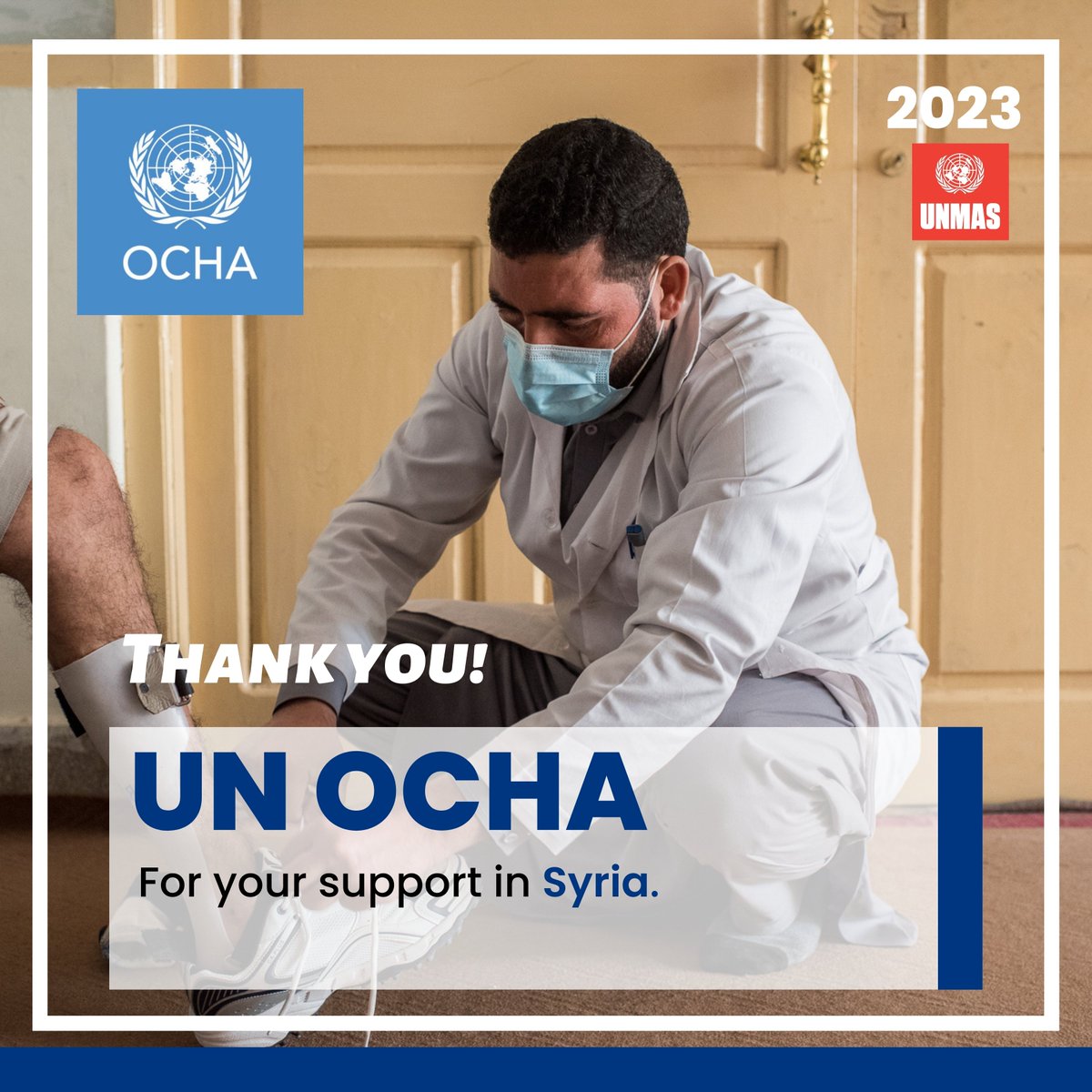 UNMAS's tweet photo. ๐ #Thank You, ๐บ๐ณ @UNOCHA , for your invaluable support in Syria throughout 2023.
____
#23UNMAS https://t.co/YRU98n6FPv