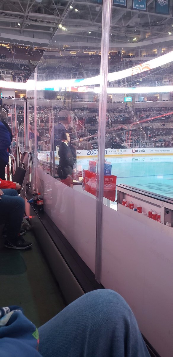 eddiesofficials's tweet photo. .@sharkvoice #inposition for Sharks-Red Wings behind the bench tonight with @irish_starfish... Keeping an eye on @BretHedican for you https://t.co/BPPZZbQtsG