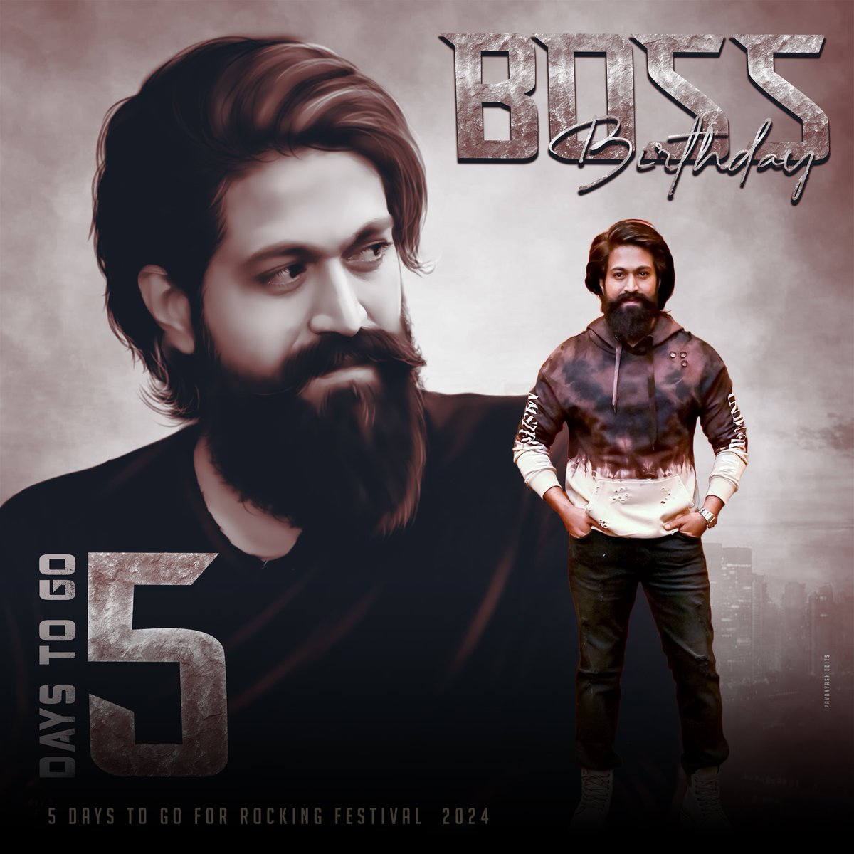 TeamYashFC's tweet photo. 5 DAYS TO GO FOR #YashBOSS Birthday 🎊🤙

Edit by 
@Harsha_4K @TheStrangerRock @Pavanyash8055 @Mr_Lohit_8055_

#ToxicTheMovie 
@TheNameisYash https://t.co/s15Y8i2iAz