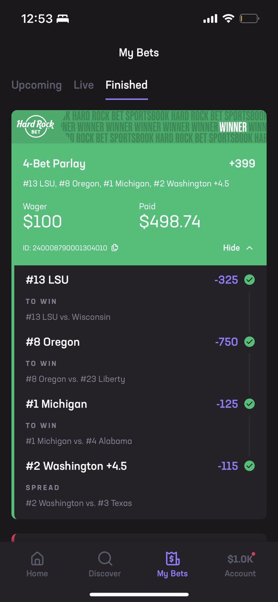 BangzPicks's tweet photo. Brought the new year in correct! Posted this parlay for free before the game.. #smashed https://t.co/WngrPEmF5J