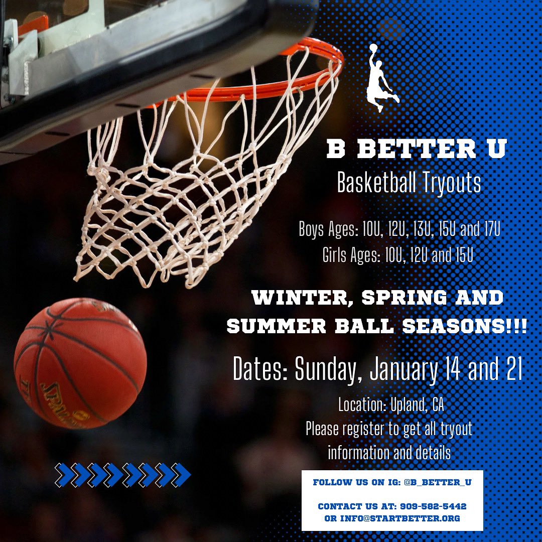 B_Better_U's tweet photo. We’re back and ready to add to the BBU Hoops Family!!! Join us for our upcoming tryout dates and please make sure to contact us to register and save your spot! We are excited for this 2024 hoops season 🏀🏀🏀
#BBetterU #BBUSports #BBUHoops https://t.co/xPqrlWXxnC