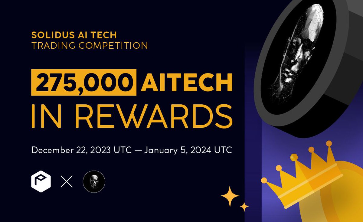 Crypto_Alerts7's tweet photo. Only 2 days left to trade Solidus Ai Tech (AITECH) in Trading Competition – 300 USDT.

🥇 1st place: 17,050 AITECH 
🥈 2nd place: 16,706.25 AITECH
🥉 3rd place: 16,362.50 AITECH

⏰ Event ends: January 5, 2024, 08:00 UTC

JOIN PROBIT &amp; TRADE NOW
https://t.co/LZlGEWmG96 https://t.co/QiI1pwAd6k