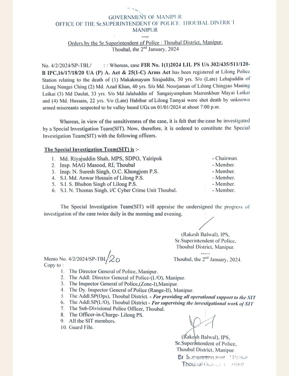 im_dyna4's tweet image. #BreakingNews: #Manipur forms SIT to investigate Lilong incident, where unknown armed miscreants killed four civilians on January 01. #SITProbe #LilongIncident

#Manipur #ManipurViolence