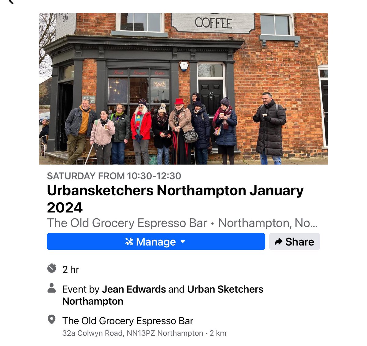 Bring your sketchbook to The Old Grocery Espresso Bar and surrounding streets on Saturday 6th January from 10.30am #usknorthampton @urbansketchers