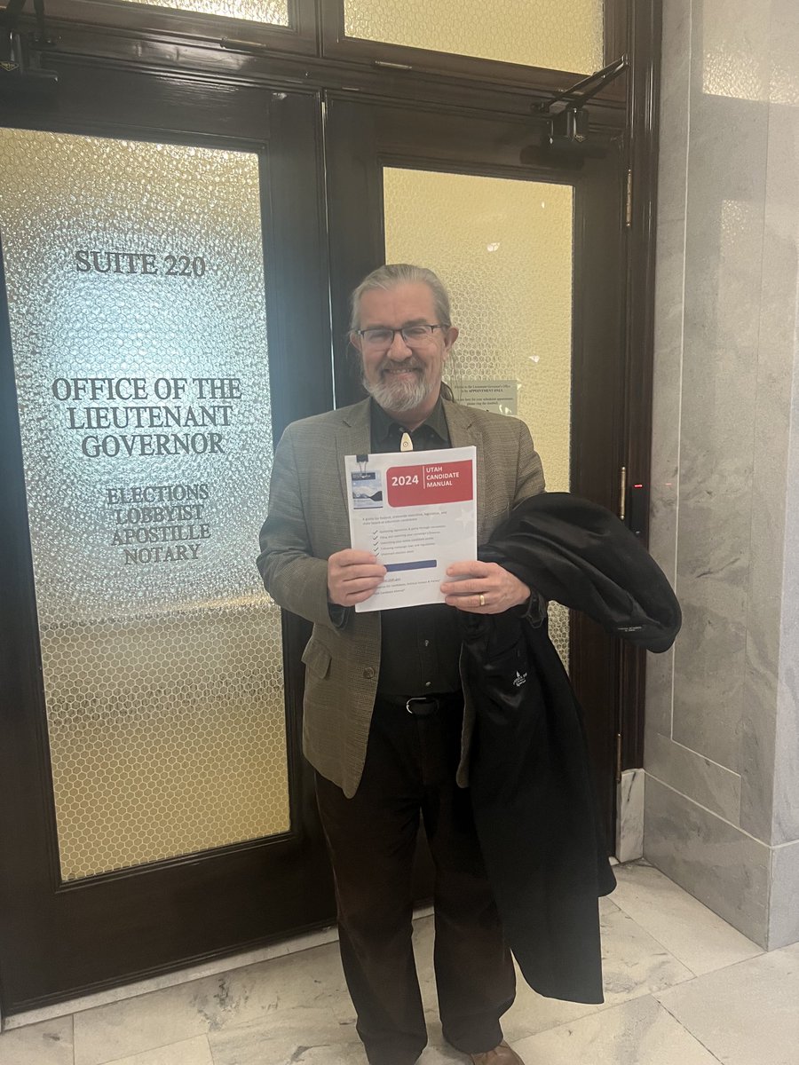 RepBriscoe's tweet photo. It’s official! I filed to run for re-election to the Utah House of Representatives today. Vote Joel Briscoe for House 24 in 2024! #utpol #utleg @RepBriscoe #VoteBlue #registertovote #CleanAirCaucus #experience #nofareUTA #taxpollution #teachers https://t.co/jlVbYyhfCx