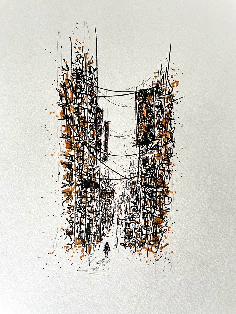 New work - FALL AWAY. Inspired #art from my recent trip to #NewYork .. #artist #Twitter #draw #drawing #drawingart #drawings #ink #NewYorkCity