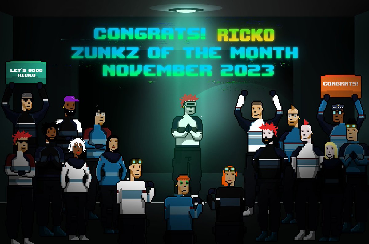 ZunkzNFTs's tweet photo. 🎉 Congrats to Ricko &amp; Baser for being named Zunk of the month for November &amp; December 2023.

✅ Make sure to claim your wins in Discord.

#zibes #getZunked #zamily https://t.co/Ew6amvpp6T