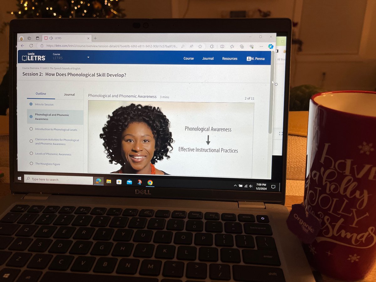 Winter Break means #LETRS training with a hot Cup of tea and my Christmas tree 🎄 #scienceofreading #phonologicalawareness
