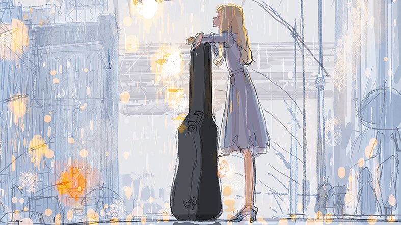 Visual development art by Tadahiro Uesugi for Carole & Tuesday (2019), dir. Shinichiro Watanabe, Bones