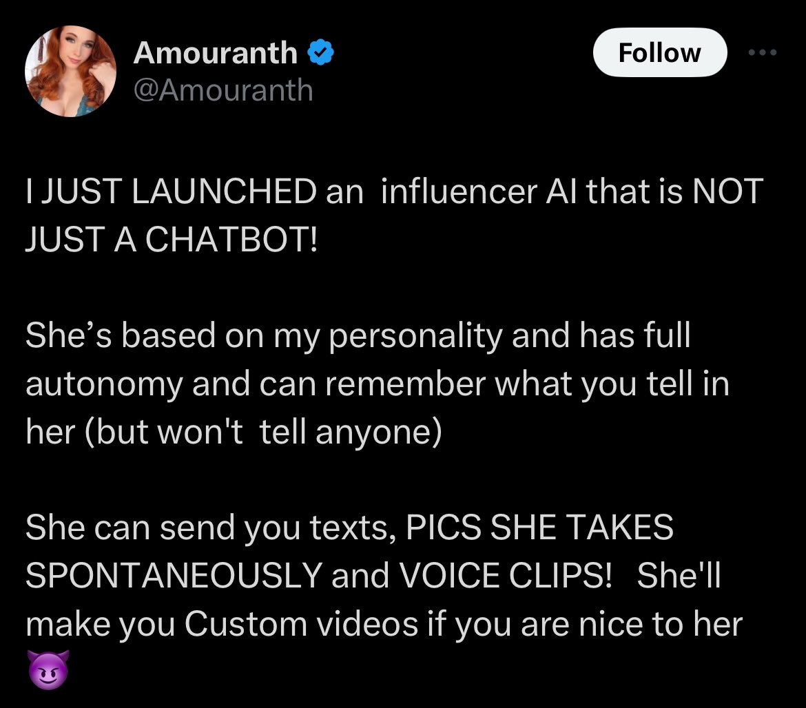 DramaAlert on X: Amouranth launches nude AI bot to text her horny fans for  her. Its able to generate p*rn on the fly. t.coPdDD5gIhSl  X