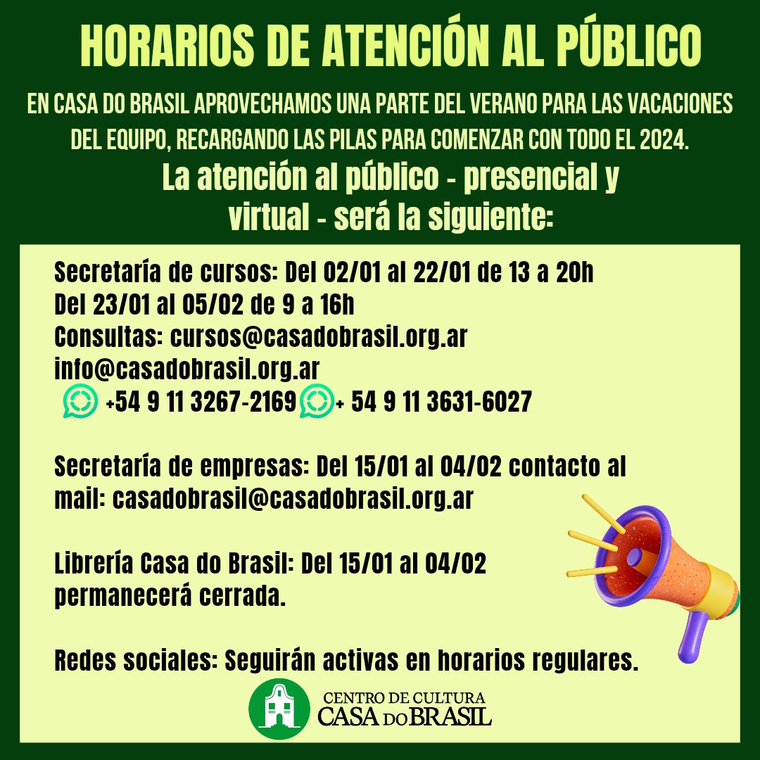 CasaDoBrasilAR's tweet photo. Los esperamos https://t.co/sajIUIOS5A