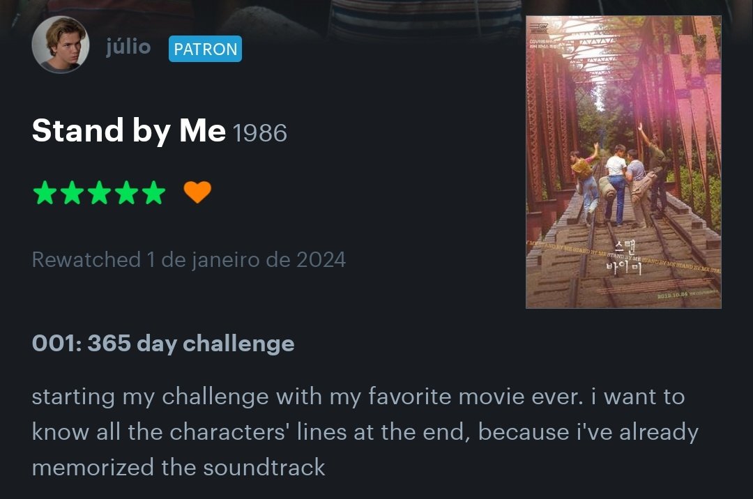 watching stand by me (1986) every day for a year #365daychallenge @letterboxd 

a thread: