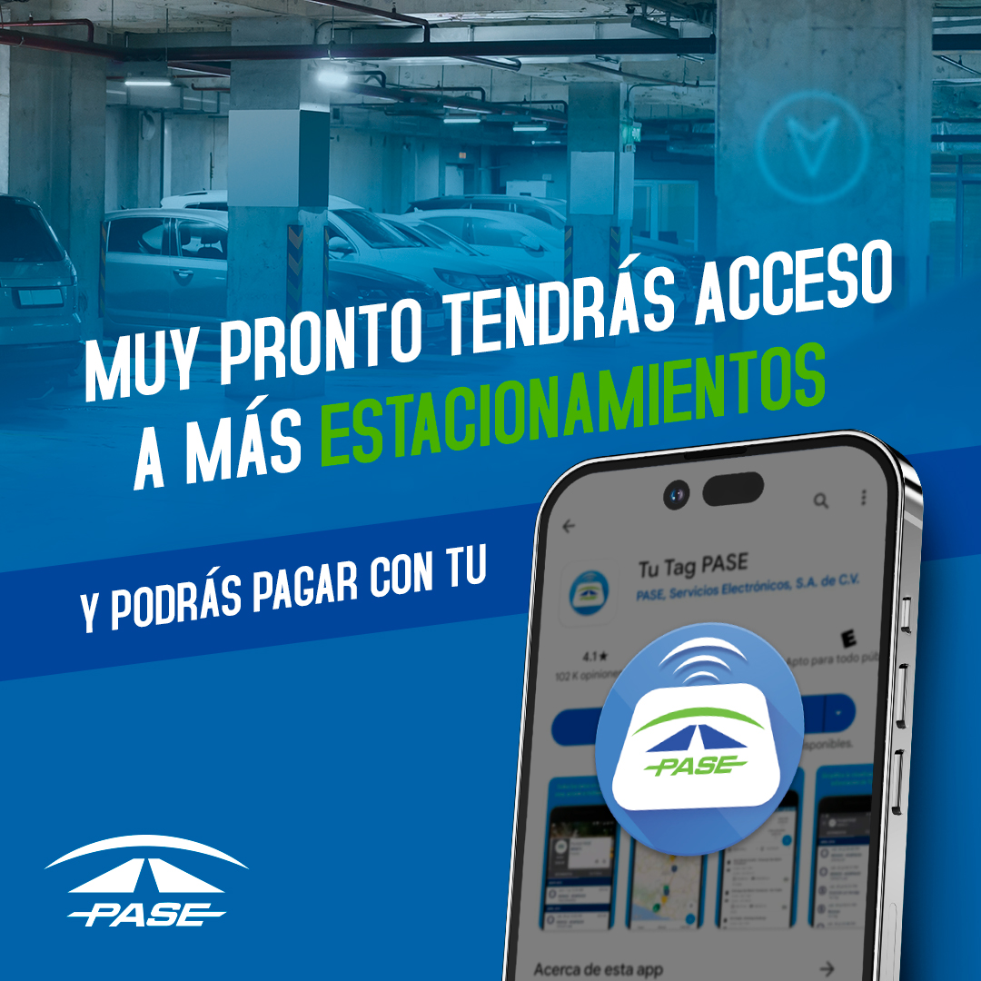 Muy pronto, tu app "Tu Tag PASE", será tu llave de acceso a MÁS estacionamientos. 

Con PASE, tienes todo en un mismo lugar. 😉 

📲¡Descarga la app!

👉 App store: apple.co/3NO49Ge
👉 Google play: bit.ly/48I7tux