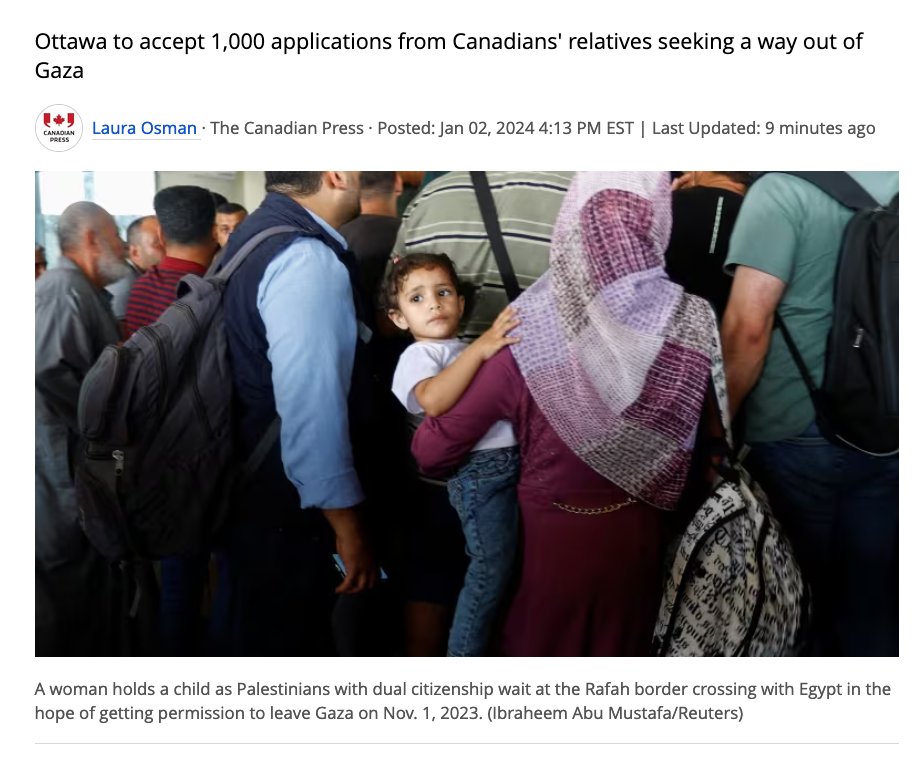 MatthewBehren11's tweet photo. It's the height of racism &amp; hypocrisy that after admitting almost 200,000 white Ukrainians (with literally no questions asked), Ottawa's policy for Palestinians fleeing a genocide is no more than 1000 because "1001 is Too Many." Canada has a shameful history of denying entry to https://t.co/6QYVwGSUWF