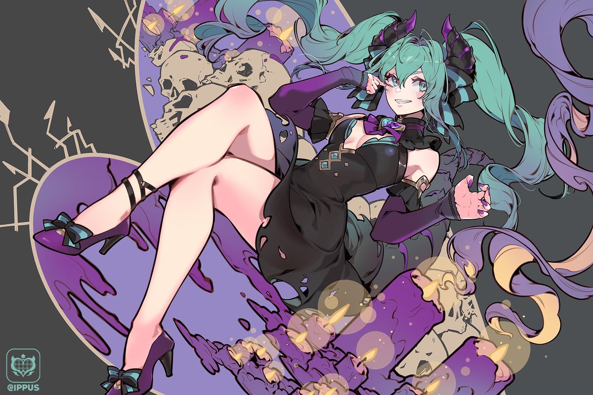 初音ミク「Villain #HatsuneMiku #Vocaloid #初音ミク」|✧ Ippus ✧ 이나영 ✦ ✦ @ Sakuracon 2813のイラスト