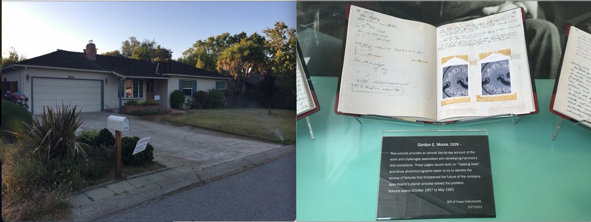 On this day
1929 - Gordon Moore was born (pic: his notebooks at the Computer History Museum, Santa Clara)
1977 - Apple was incorporated (pic: the house and the garage in Silicon Valley)