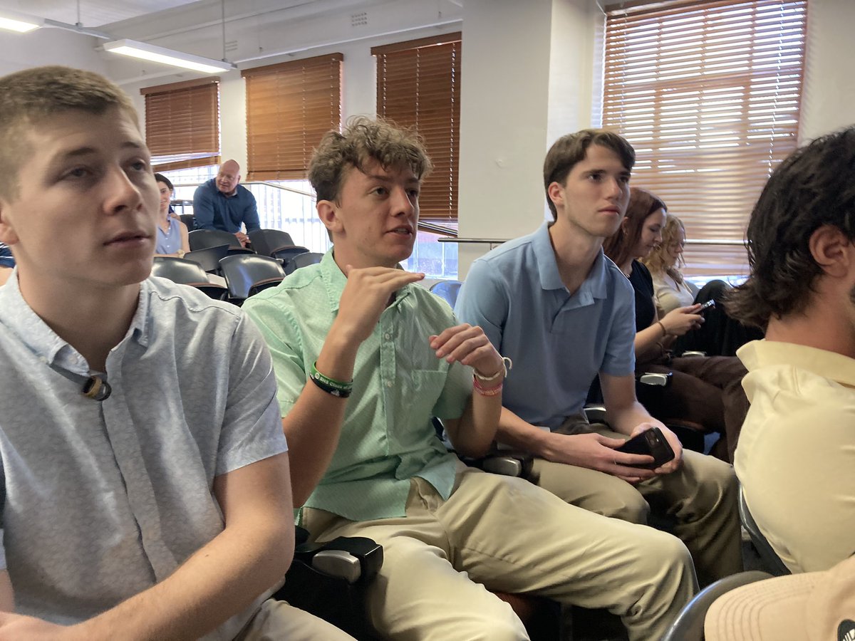AC/FIN student Tim Amsden reps <a href="/WNEUniversity/">Western New England University</a> at the Progurt company presentation by asking several questions. #WNEexploretheworldaroundyou