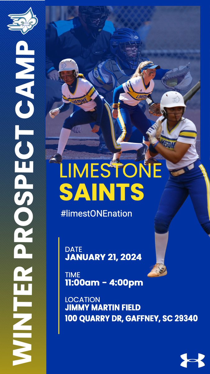 SIGN UP TODAY FOR OUR WINTER PROSPECT CAMP!!!! Date: January 21st Time: 11am-4pm Location: Jimmy Martin Softball Field Register here: info.collegesoftballcamps.com/saintsoftball/ #limestonesoftball #therock #limestoneuniversity