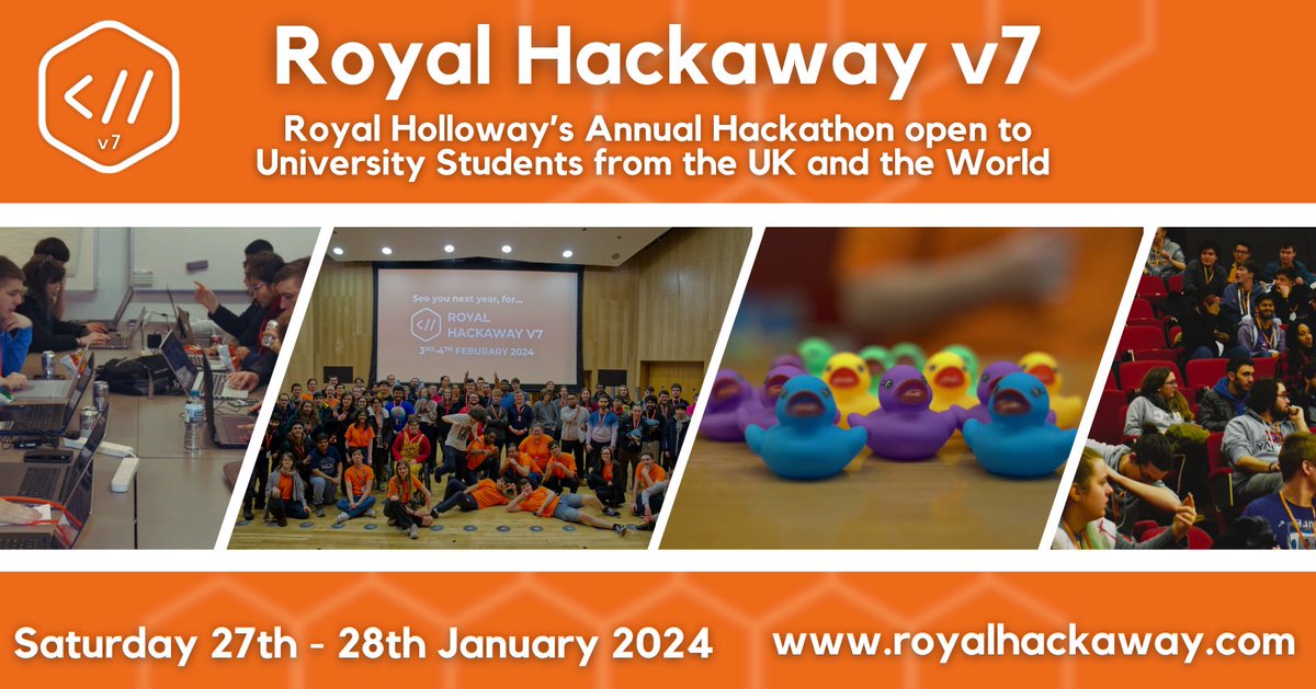 The time has come once again, tickets for Royal Hackaway v7 are now OPEN! 

Royal Hackaway v7 will run from the Saturday 27th to the 28th January, 2024!

You can pick up a FREE ticket from the Royal Hackaway v7 website!
