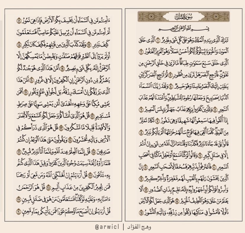 QQOC___'s tweet photo. عن النبي ﷺ قال : إن سورة من القرآن ثلاثون آية شفعت لرجل حتى غفر له، وهي سورة تبارك الذي بيده الملك . https://t.co/sz2fRPBJef