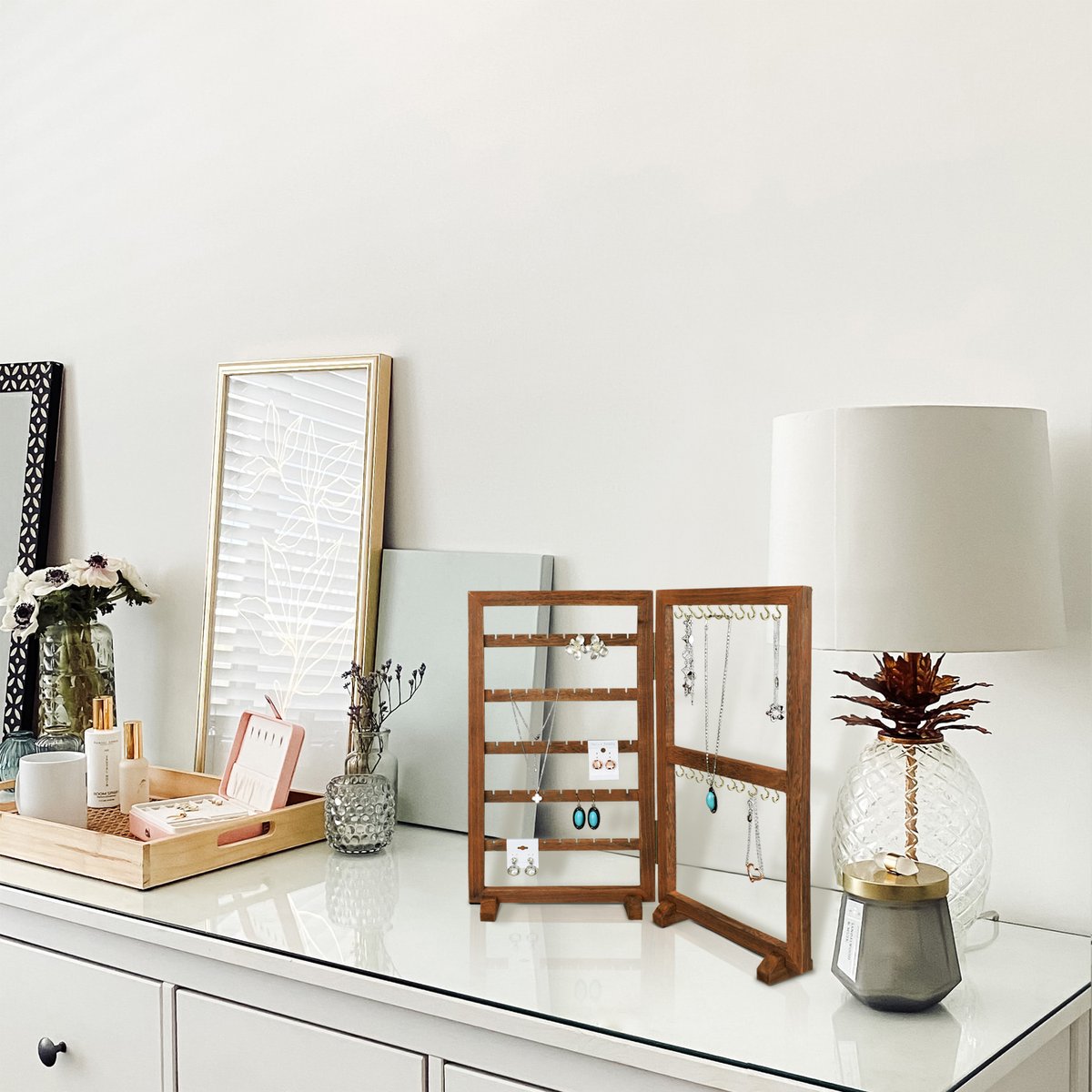 Nilecorp's tweet image. Versatile Wooden Wall-Mounted Jewelry Display: Perfect for earrings, necklaces, bracelets, and keychains. Ideal for stores and home decor, keeping accessories neat and organized in style. 🌟 #WallMountedDisplay #JewelryOrganization #VersatileDesign #HomeDecor #ElegantStorage