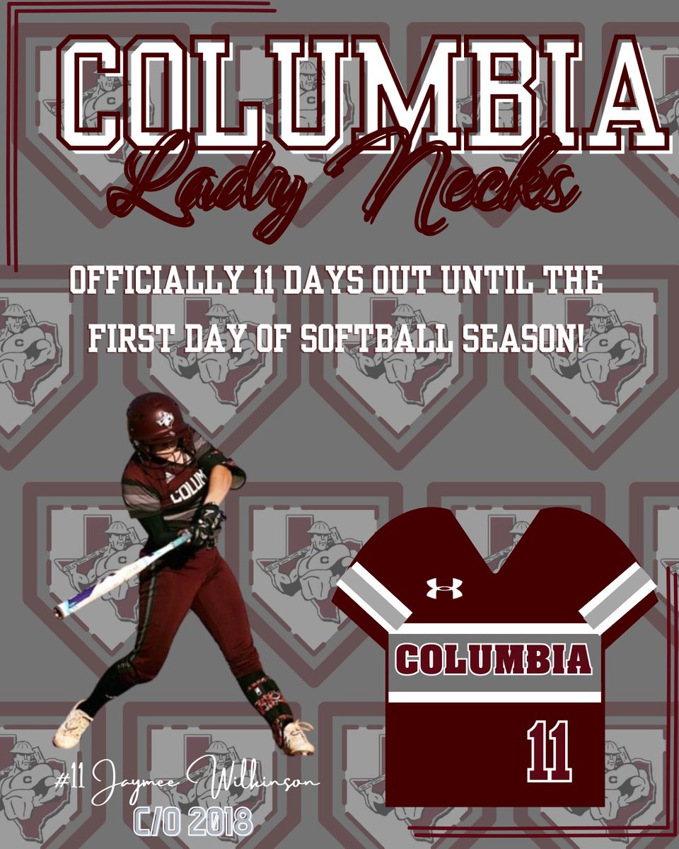 Officially 11 days out from the first day of softball season!! 

#AlmostSeason #RideForTheC #LadyNeckStrong

<a href="/CHSAthl/">Columbia Athletics - Ride For The ‘C’</a> <a href="/CBISDTx/">Columbia-Brazoria</a>