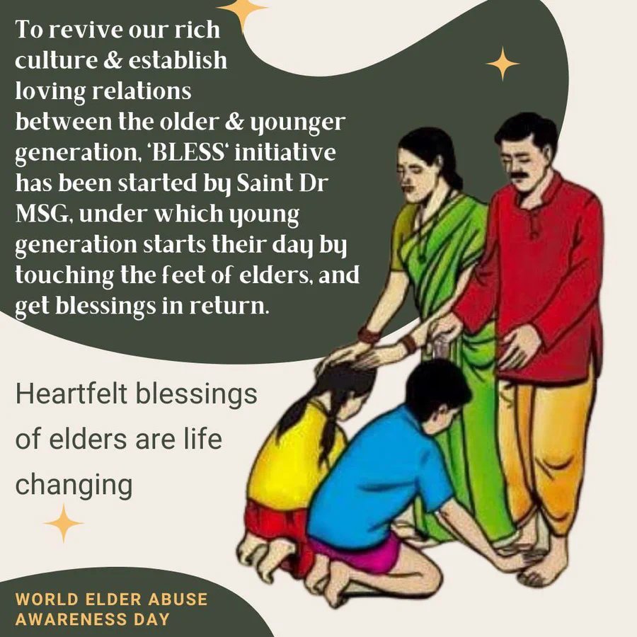 Parents and elders have the purest love towards us. Saint Gurmeet Ram Rahim Ji, started #BLESS Campaign under which Guruji encourages youth to touch the feet of thier elders before starting the day.