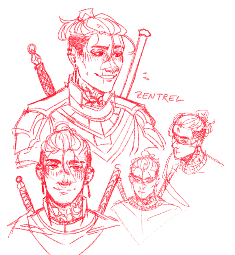 uh oh, baldurs gate 3 has me by the throat heres some doodles of my tav, a human rogue that gale is absolutely down bad for