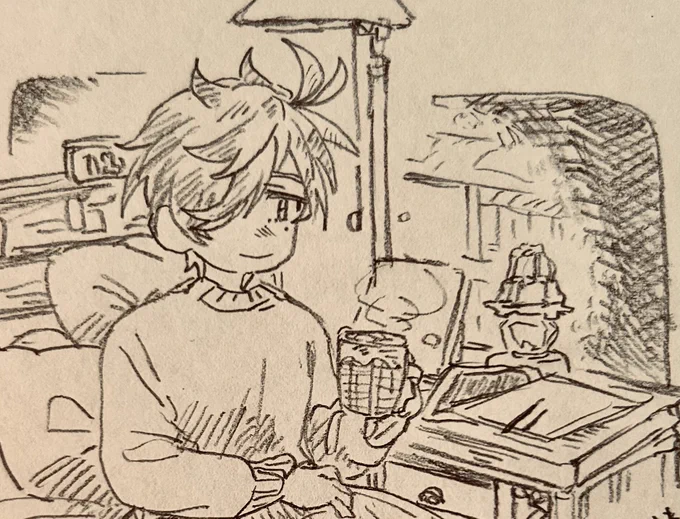 寝る前に描いてたっぽい