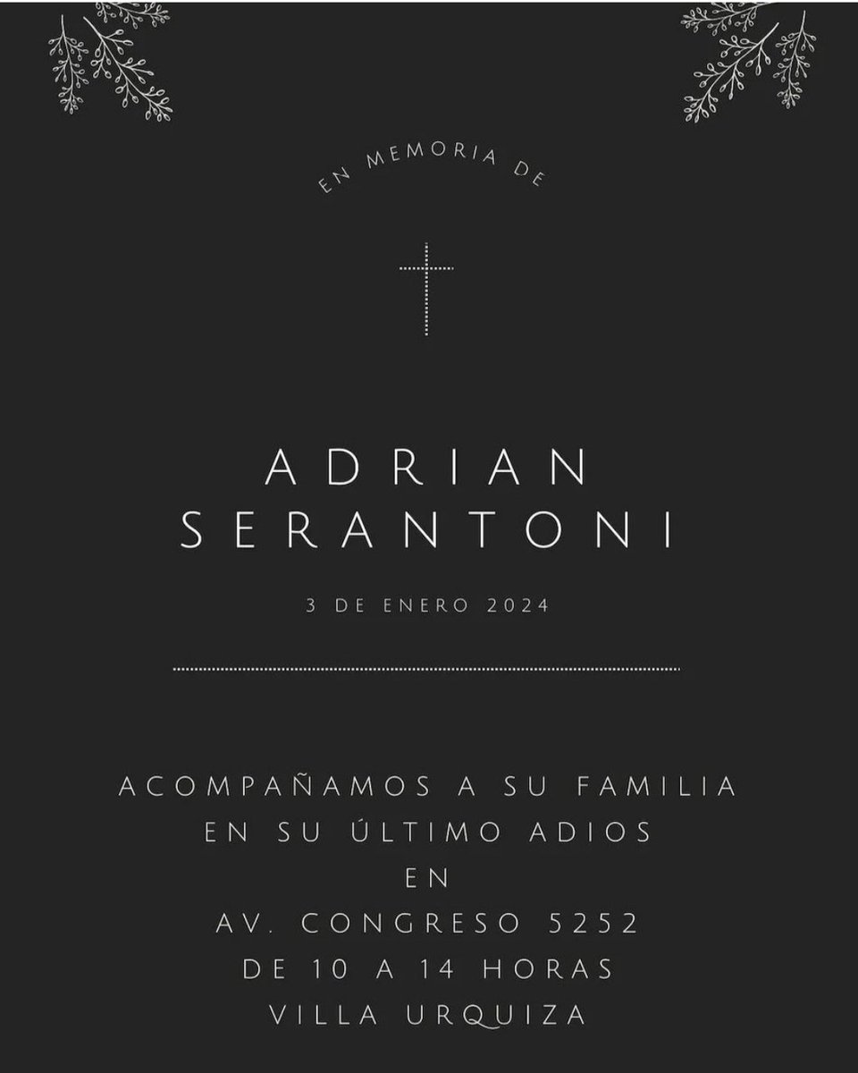 NotiTropicales's tweet photo. Adrian Serantoni, junto a su hermano Pablo estaban al frente de Ser Tv. Una gran perdida de una persona joven, talentosa y que tanto le brindo a la movida tropical.
Sera velado en Av. Congreso al 5200, entre las 10 y las 14 de mañana miércoles. 
QEPD. https://t.co/O8DiEneL3Y