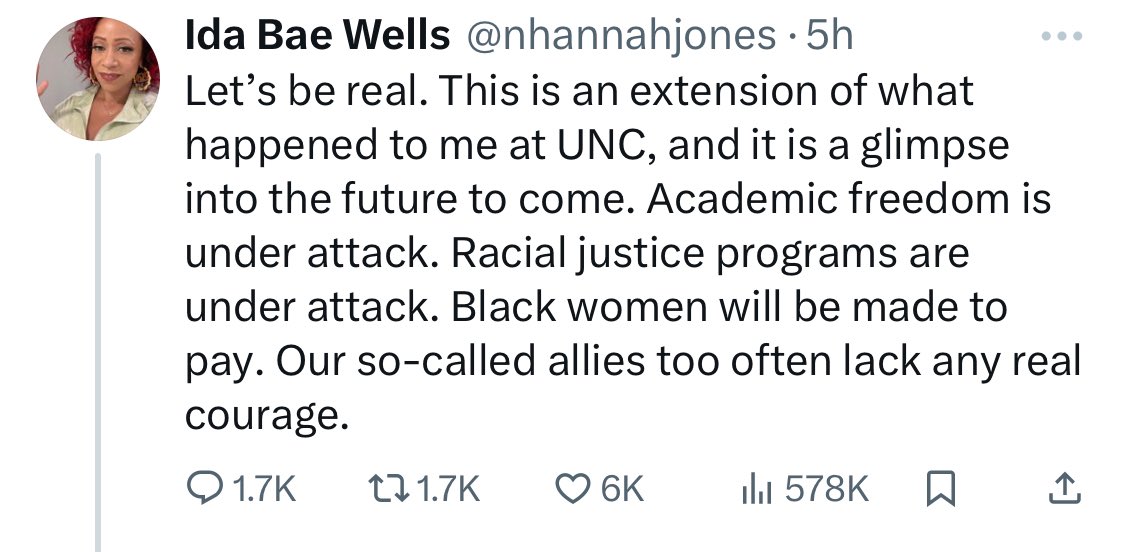 Of course Nikole Hannah Jones is going to find a way to center herself in all of this. That’s what narcissists do. But I wouldn’t expect a plagiarist to have a problem w/ plagiarism. The 1619 project is just a sloppy, thrown together copy of the #ADOS project.