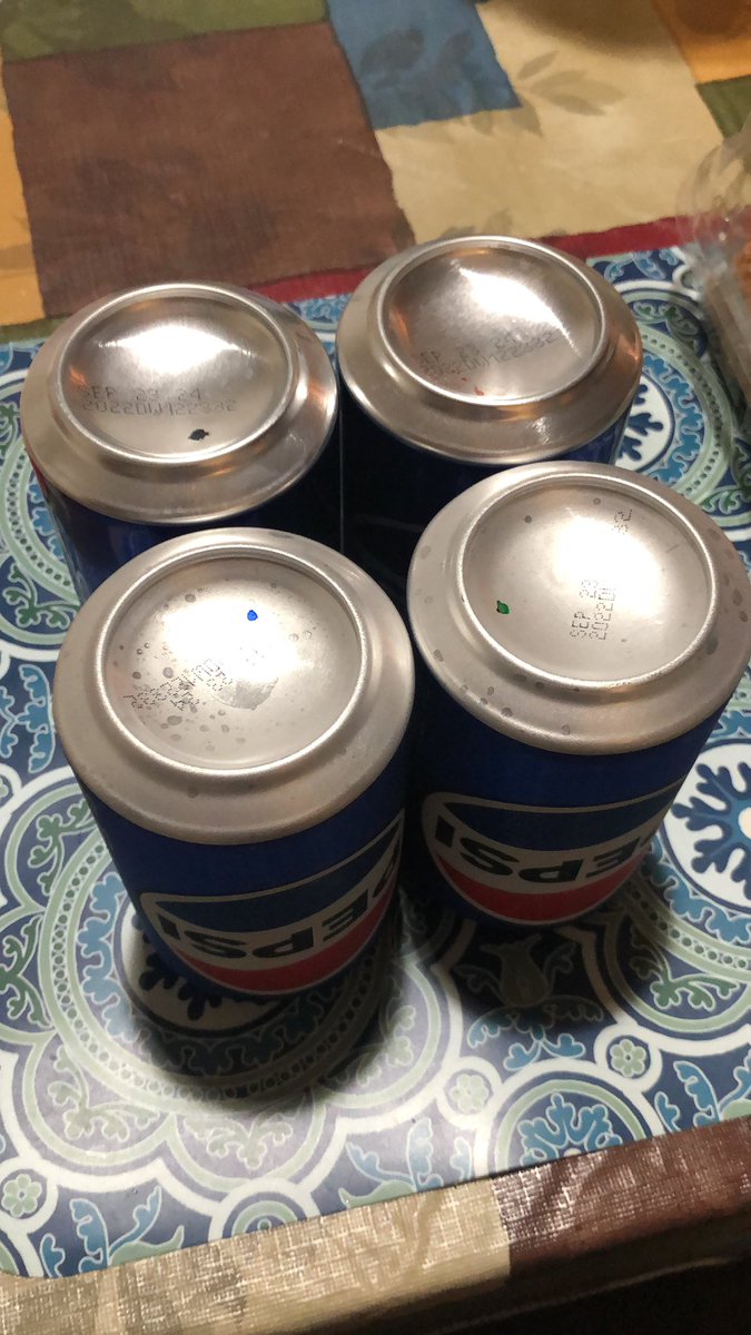 devSYN777's tweet photo. @pepsi #pepsidots any significance as to why different colored dots are being drawn to each of these pepsi cans? https://t.co/r4WGKgnAKE