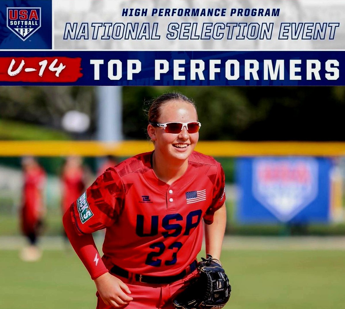 Honored to have been selected as a U-14 top performer at the HPP National Selection Event. Thank you @USASoftball for the recognition!