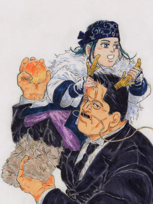 辰に乗るアシㇼパさんで描き初め