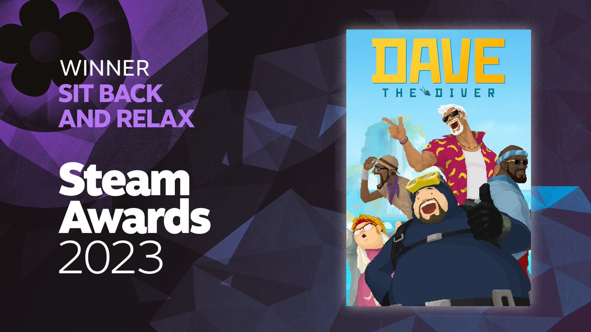 DaveDiverGame's tweet image. Dave the Diver has been awarded Steam's "Sit Back and Relax" game of 2023! 🏆
We are truly grateful to all the divers out there who had a relaxing and enjoyable time with our game!🥳🦈